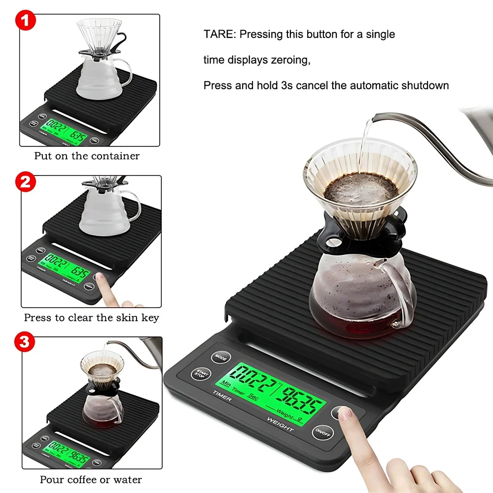 5/3 كجم LCD مقياس القهوة بالتن - مراجعة Scale Drip Timer وسعره